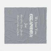 愛Youおじいちゃんシンプルスクリプト子供の名前かわいいグレー フリースブランケット (正面(横))