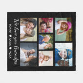 愛Youおじいちゃん孫7フォトコラージブラック フリースブランケット (正面(横))