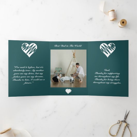 愛Youパパハート父の日引用文写真 三つ折りクリスマスカード (内部)