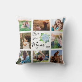 愛Youママ家族フォトコラージュアジサイフローラ クッション