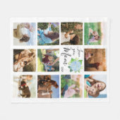 愛Youママ家族フォトコラージュアジサイフローラ フリースブランケット (正面(横))