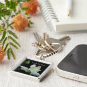 愛Youママ白ローズブドフラワーキーチェーン キーホルダー (側面)