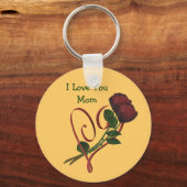 愛Youママ赤いバラハート花キーチェーン キーホルダー (正面)