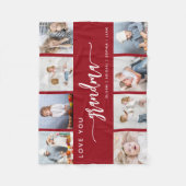 愛You祖母8 Photo Collage Cranberry Red フリースブランケット (正面)