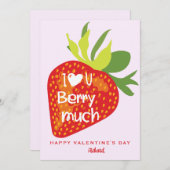 愛You Berry Much Red Strawberry Valentinesカード 招待状 (正面/裏面)
