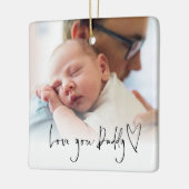 愛You Daddyスクリプトモダンハートフォトオーバーレイ セラミックオーナメント (左)