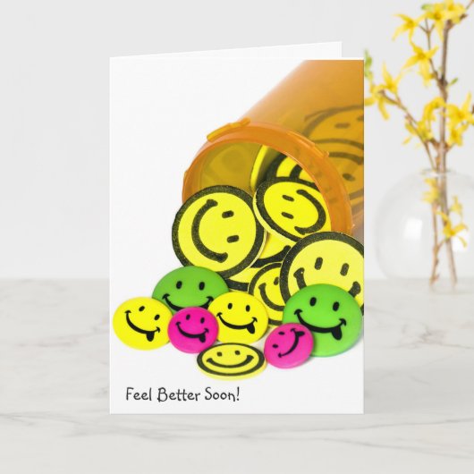 感じのよりよいすぐに幸せな顔の丸薬 カード (黄色い花)