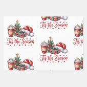 感じのクすてきリスマスツリーホットココアホリデー ラッピングペーパーシート (正面)