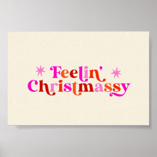 感じのクリスマスピンクのクリスマスアートプリント ポスター