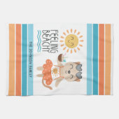 感じのビーチサンウェーブトロピカルストライプ キッチンタオル (横)
