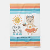感じのビーチサンウェーブトロピカルストライプ キッチンタオル (縦)