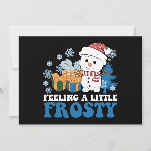 感じの小さな雪だるまの雪の霜の降りたクリスマス 招待状 (正面)