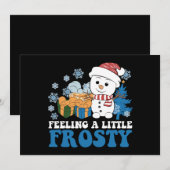 感じの小さな雪だるまの雪の霜の降りたクリスマス 招待状 (正面/裏面)