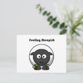 感じの恥ずかしそうな可愛い恥ずかしがり屋の羊のおもしろい漫画 ポストカード (スタンド正面)