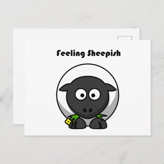 感じの恥ずかしそうな可愛い恥ずかしがり屋の羊のおもしろい漫画 ポストカード (正面/裏面)