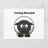 感じの恥ずかしそうな可愛い恥ずかしがり屋の羊のおもしろい漫画 ポストカード (正面)