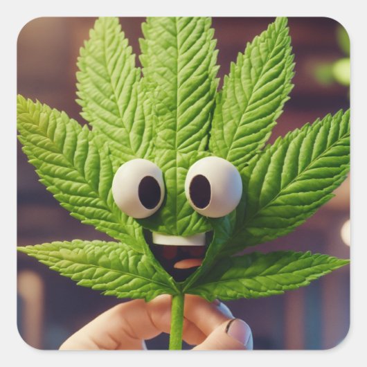 「感じの緑：葉っぱだけか？」 スクエアシール (正面)