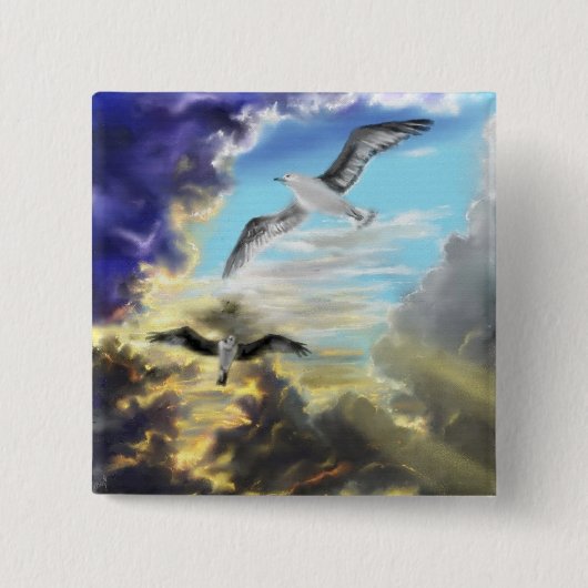 感じの自由 – 水彩 缶バッジ (正面)