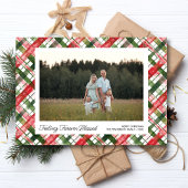 感じの賛美おもしろいPlaid Christmas Photoカスタム シーズンポストカード