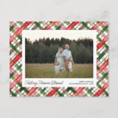 感じの賛美おもしろいPlaid Christmas Photoカスタム シーズンポストカード (正面)