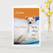 感じはWestie私の友人、居心地のよくおよび心地よい犬をよくします カード (黄色い花)