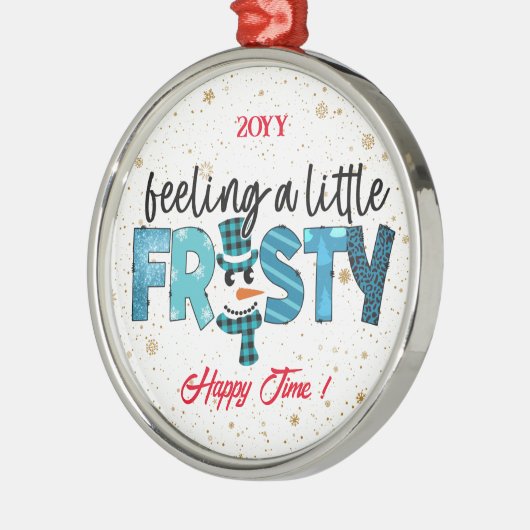 感じカスタマイズ少し霜の降りた メタルオーナメント (左)