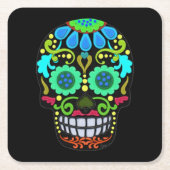 感じスタイル糖スカルフェイク感じ スクエアペーパーコースター (正面)