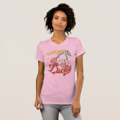 感じズ・ラッキーサイコロレトロタイポグラフィ Tシャツ (正面フル)