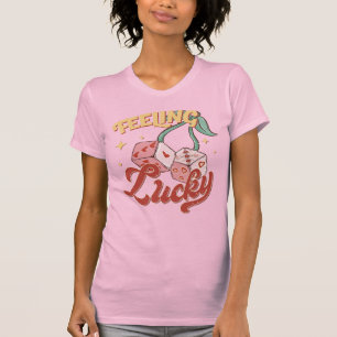 感じズ・ラッキーサイコロレトロタイポグラフィ Tシャツ