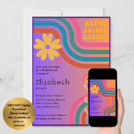 感じビート!コズミックレトロ70sブライダルシャワー 招待状