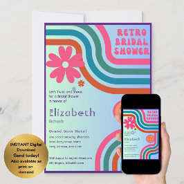 感じビート!コズミックレトロ70sブライダルシャワー 招待状