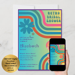 感じビート!コズミックレトロ70sブライダルシャワー 招待状