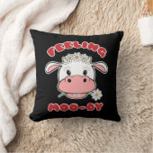 ~感じモーの |かわいい漫画の牛の引用文 クッション (ブランケット)