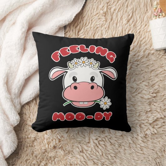 ~感じモーの |かわいい漫画の牛の引用文 クッション (ブランケット)