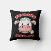 ~感じモーの |かわいい漫画の牛の引用文 クッション (裏面)