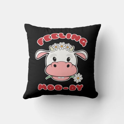 ～感じモーの |かわいい漫画の牛の引用文 クッション (裏面)