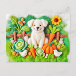 感じリラックスART DOGS IN A GARDEN カラフル ポストカード