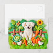 感じリラックスART DOGS IN A GARDEN カラフル ポストカード (正面/裏面)