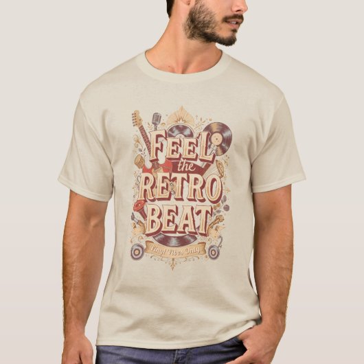 感じレトロビート-カスタムヴィンテージ音楽Vibes Tシャツ (正面)