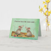 感じ木材ログの2つのネズミの方が優れた葉 カード (黄色い花)