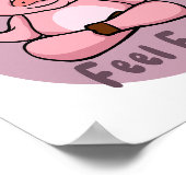 感じ無料かわいい可愛いピンク色の豚ヨガのポーズ ポスター (角)