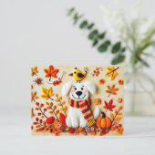 感じ紅葉と鳥を飼った犬 ポストカード (スタンド正面)