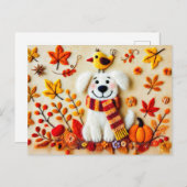 感じ紅葉と鳥を飼った犬 ポストカード (正面/裏面)