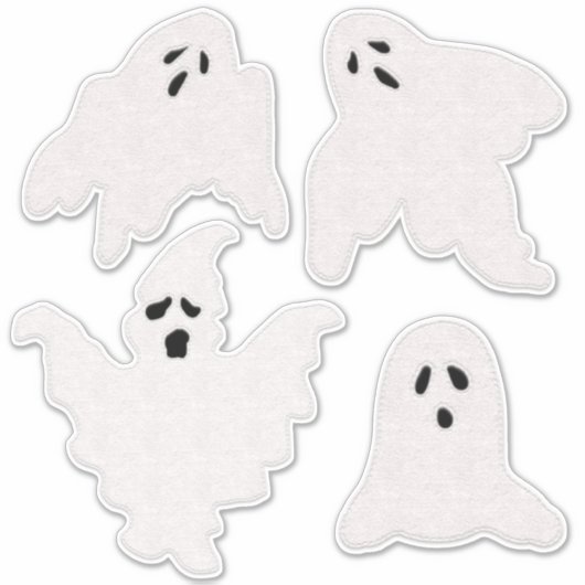 感じ縫いハロウィンで幽霊たちを見る シール (正面)