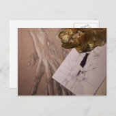 感じ風変わりスケッチの金ゴールド ポストカード (正面/裏面)