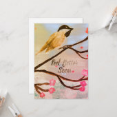 感じBetter Soon Bird onさくらんぼツリーカード カード (正面/裏面インサイチュ)