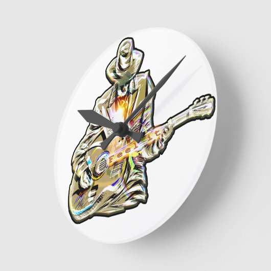 感じThe Blues – ギタ芸術的ーデザイン ラウンド壁時計 (傾斜)