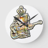 感じThe Blues – ギタ芸術的ーデザイン ラウンド壁時計 (正面)