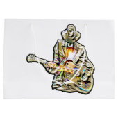 感じThe Blues – ギタ芸術的ーデザイン ラージペーパーバッグ (裏面)