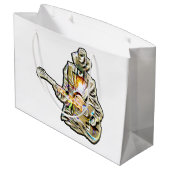 感じThe Blues – ギタ芸術的ーデザイン ラージペーパーバッグ (裏面アングル)